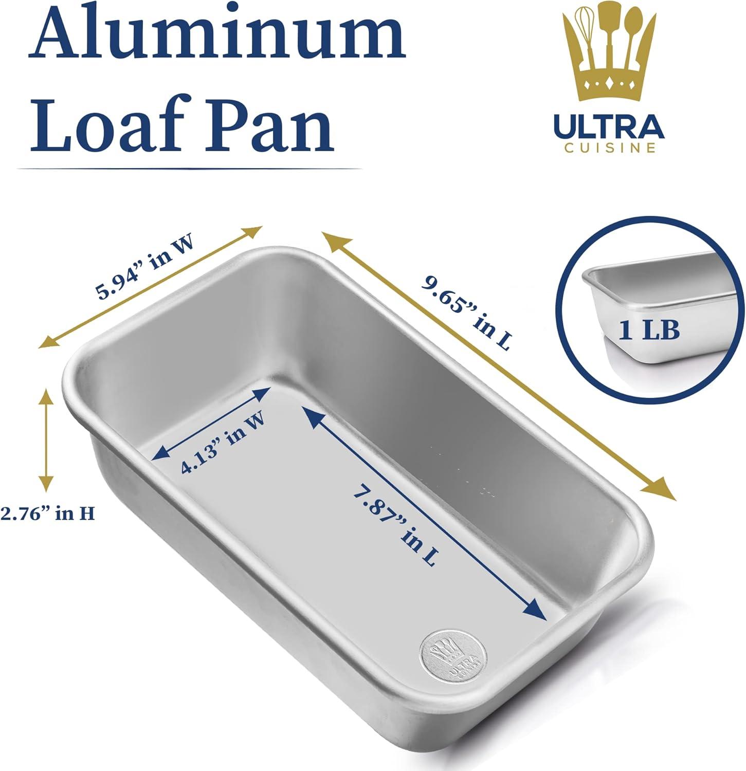 imageUltra Cuisine Aluminum Loaf Pan for Baking Bread 95x5 inch Loaf Pan 1lb Easy Clean Quality Durable Bread Tin Commercial Aluminum Bread Pan for Baking Banana Bread Cakes Casseroles LoavesSilver