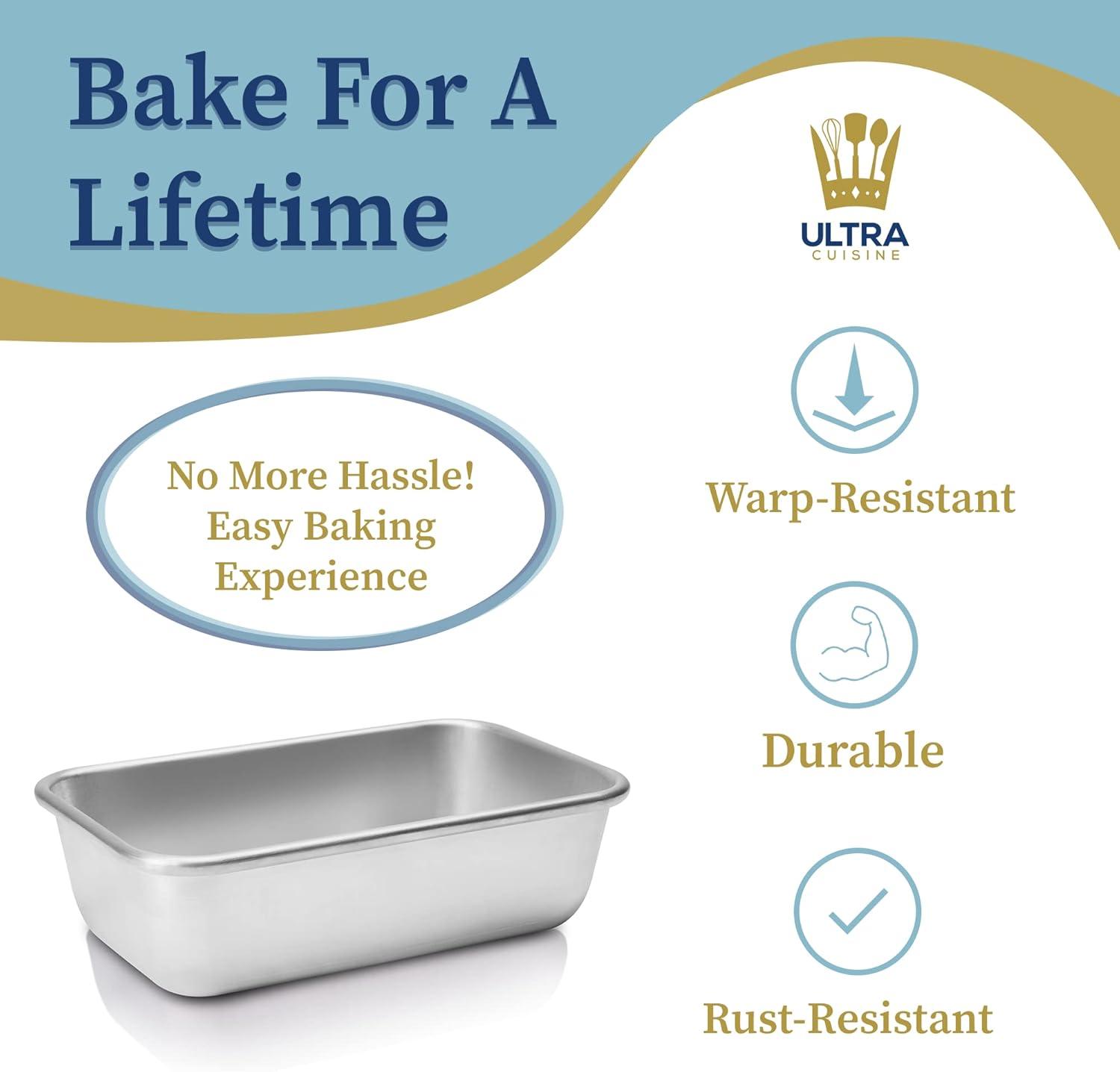 imageUltra Cuisine Aluminum Loaf Pan for Baking Bread 95x5 inch Loaf Pan 1lb Easy Clean Quality Durable Bread Tin Commercial Aluminum Bread Pan for Baking Banana Bread Cakes Casseroles LoavesSilver