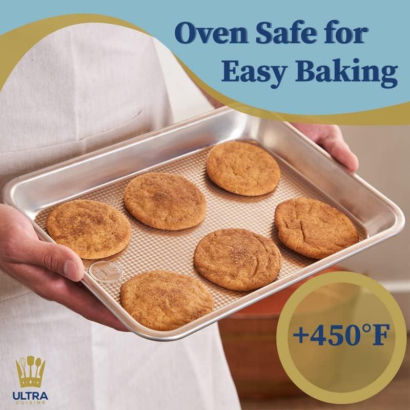 imageUltra Cuisine Baking Sheet Pan Set of 2 Professional Bakeware for Roasting Cooking amp More Food Safe Warp Resistant Bake Trays for Oven Rimmed Half Cookie Sheets for Baking Aluminum 18 x13Quarter