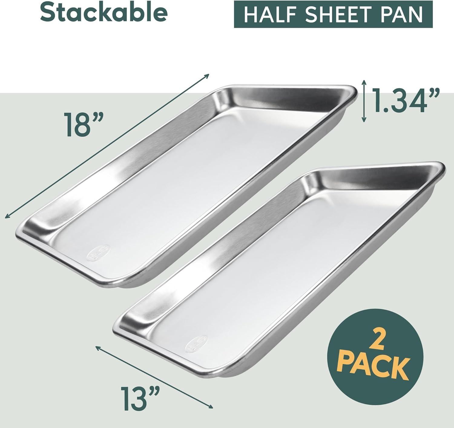 imageUltra Cuisine Baking Sheet Pan Set of 2 Professional Bakeware for Roasting Cooking amp More Food Safe Warp Resistant Bake Trays for Oven Rimmed Half Cookie Sheets for Baking Aluminum 18 x13Half
