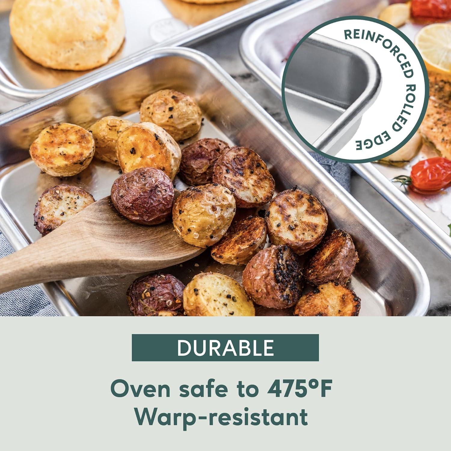 imageUltra Cuisine Baking Sheet Pan Set of 2 Professional Bakeware for Roasting Cooking amp More Food Safe Warp Resistant Bake Trays for Oven Rimmed Half Cookie Sheets for Baking Aluminum 18 x13Half