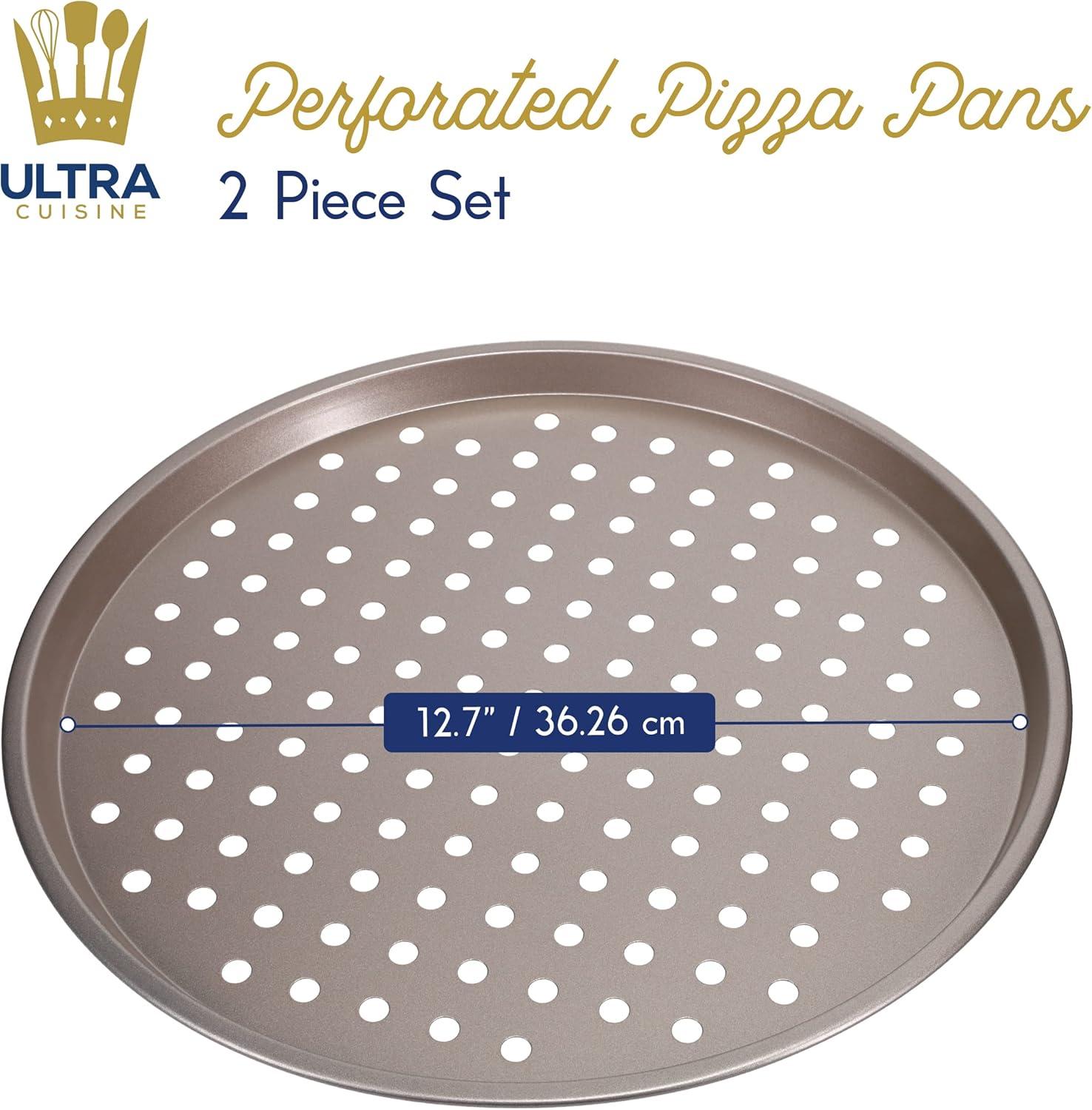 imageUltra Cuisine Large Round Carbon Steel Perforated Pizza Pan with Holes Nonstick 13in ChampagneRound 127