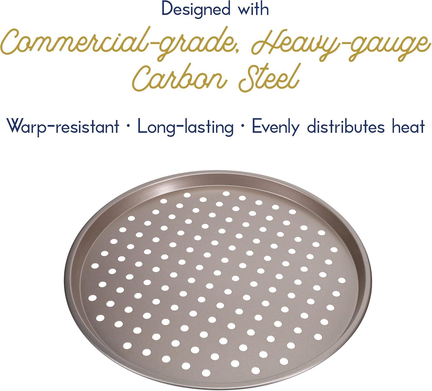 imageUltra Cuisine Large Round Carbon Steel Perforated Pizza Pan with Holes Nonstick 13in ChampagneRound 127