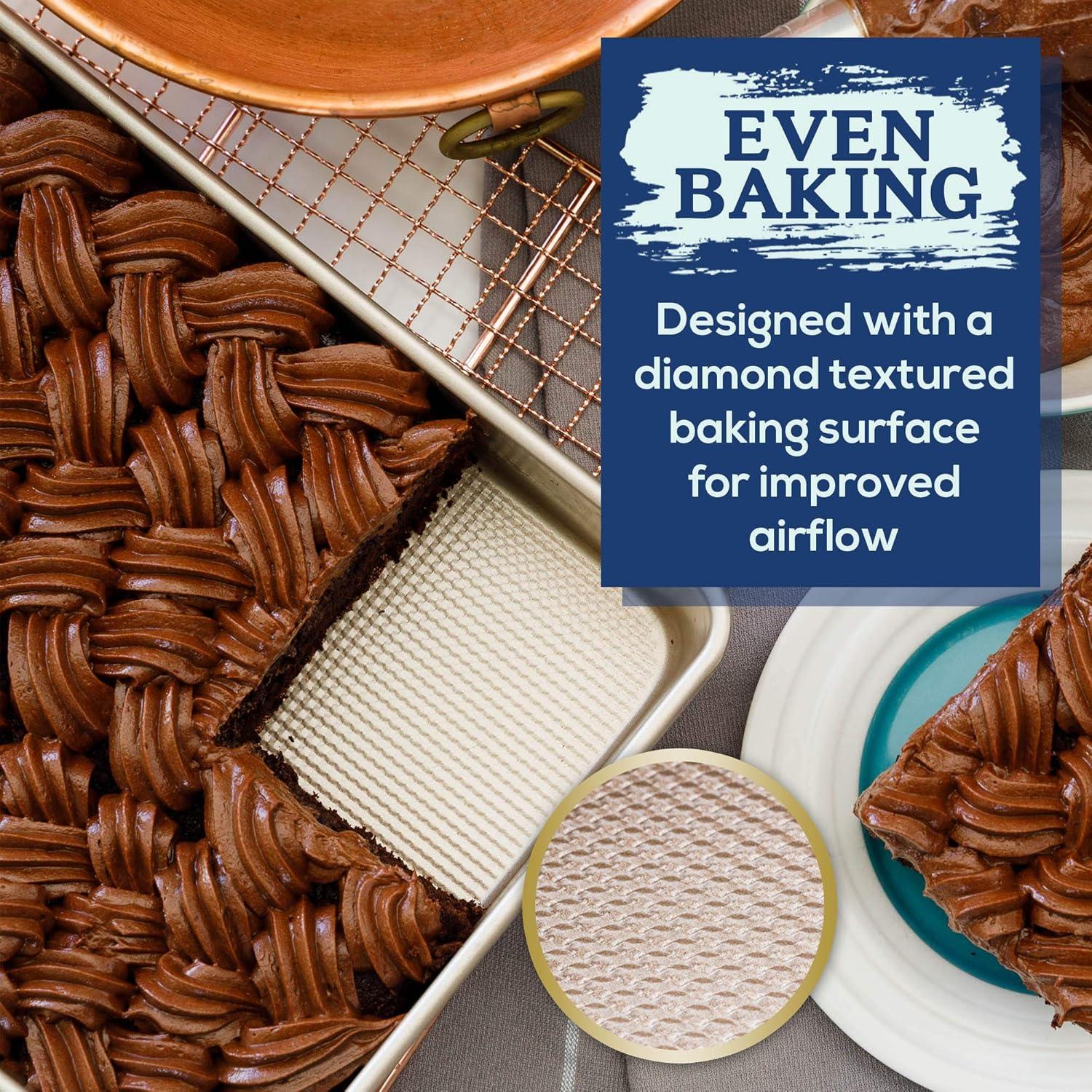 imageUltra Cuisine Nonstick Square Cake Pan Even Baking and Roasting Easy to Clean Durable Quality Warp amp Scratch Resistant Texture for Easy Release FoodSafe Size 8 x 8 inchChampagne