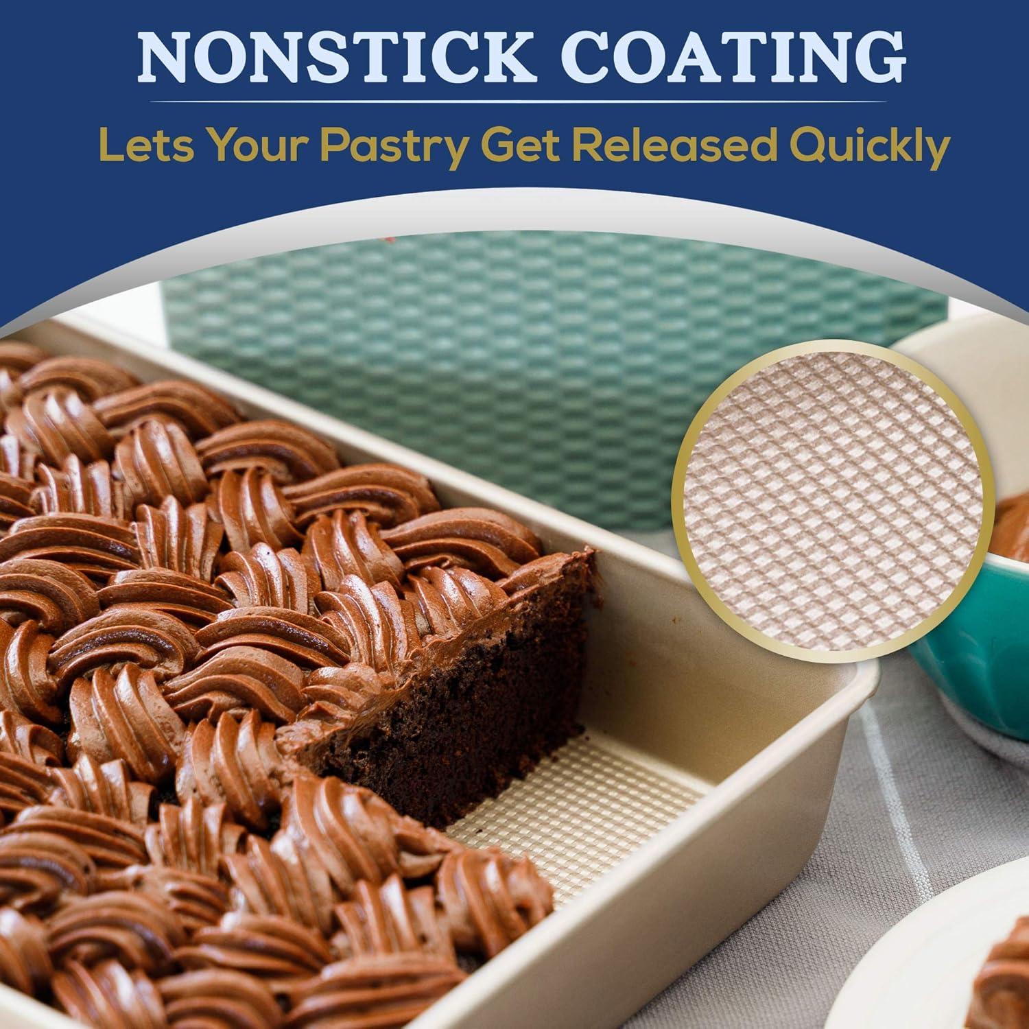 imageUltra Cuisine Nonstick Square Cake Pan Even Baking and Roasting Easy to Clean Durable Quality Warp amp Scratch Resistant Texture for Easy Release FoodSafe Size 8 x 8 inchChampagne