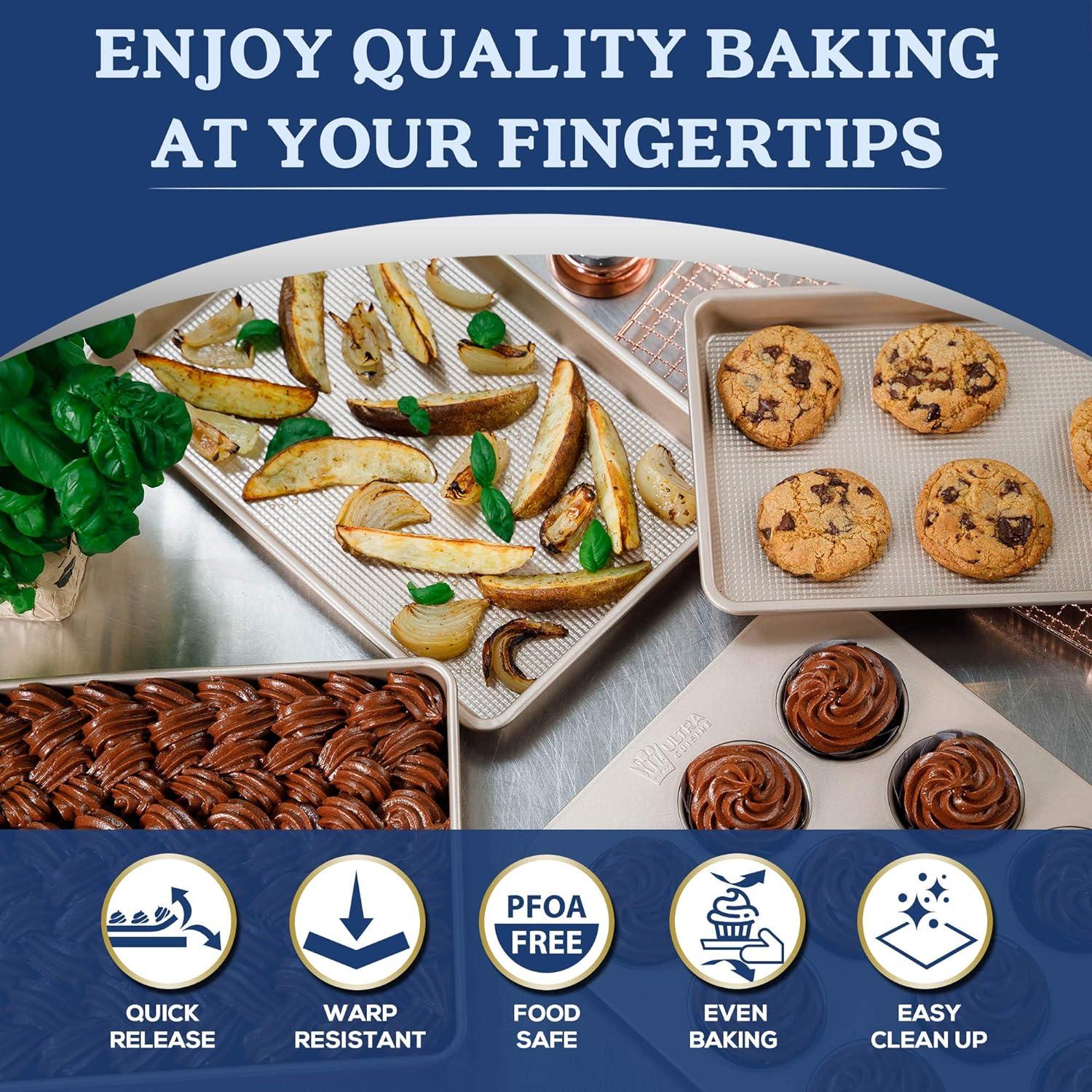 imageUltra Cuisine Nonstick Square Cake Pan Even Baking and Roasting Easy to Clean Durable Quality Warp amp Scratch Resistant Texture for Easy Release FoodSafe Size 8 x 8 inchChampagne