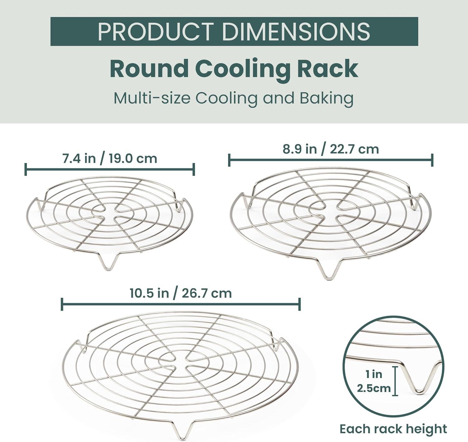 imageUltra Cuisine OvenSafe DishwasherSafe 100 Stainless Steel Cooling amp Baking Rack Set TightWire Bake for Oven Cooking Heavy Duty 85x12 Set of 2 Small Quarter Sheet Pan Cooling RacksRound Rack 3Pack