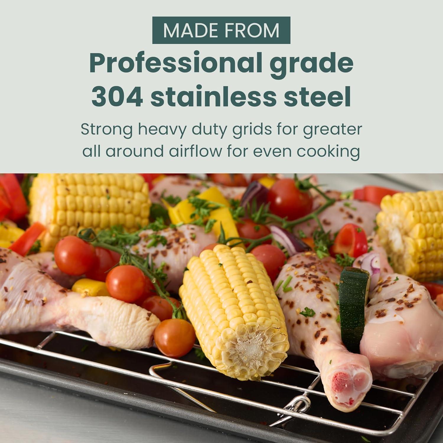 imageUltra Cuisine OvenSafe DishwasherSafe 100 Stainless Steel Cooling amp Baking Rack Set TightWire Bake for Oven Cooking Heavy Duty 85x12 Set of 2 Small Quarter Sheet Pan Cooling Racks10 x 16 3Pack