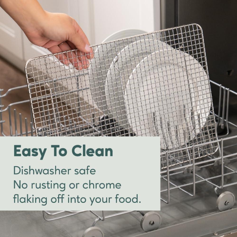 imageUltra Cuisine OvenSafe DishwasherSafe 100 Stainless Steel Cooling amp Baking Rack Set TightWire Bake for Oven Cooking Heavy Duty 85x12 Set of 2 Small Quarter Sheet Pan Cooling Racks115 x 165 2Pack