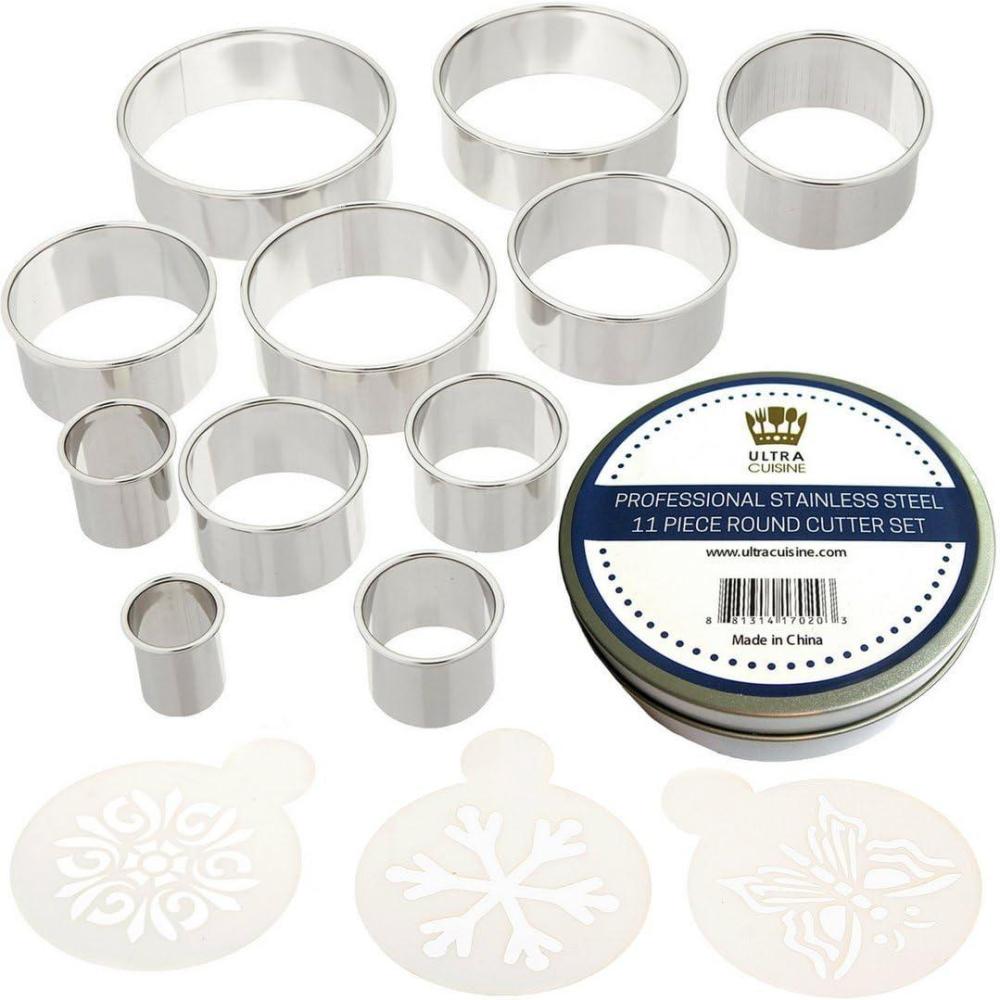 imageUltra Cuisine 11 Piece Small Circle Cookie Cutter Set Graduated Round Cookie Mold Cutter For Donuts amp Scones HeavyDuty Stainless Steel w3 Pastry Ring Cookie Cutters For Baking Food Rings