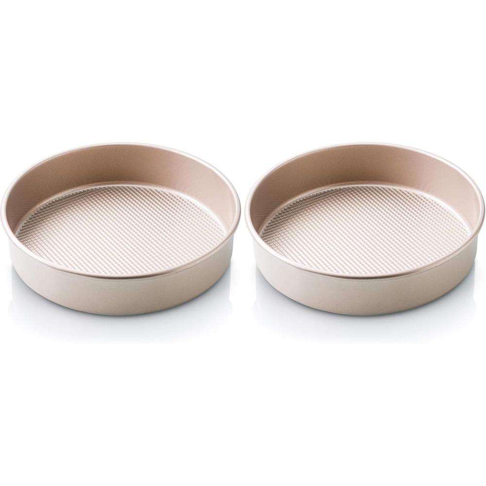imageUltra Cuisine Textured Nonstick Steel 8 inch Round Cake Pan Durable OvenSafe WarpResistant Easy Clean for Cooking and Baking8 x 8 x 193 Pack of 2