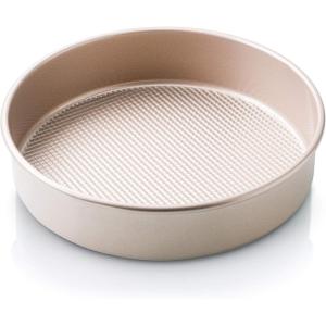 Ultra Cuisine Textured Nonstick Steel 8 inch Round Cake Pan Durable, Oven-Safe, Warp-Resistant, Easy Clean for Cooking and Baking(8 x 8 x 1.93)