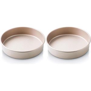 Ultra Cuisine Textured Nonstick Steel 8 inch Round Cake Pan Durable, Oven-Safe, Warp-Resistant, Easy Clean for Cooking and Baking(8 x 8 x 1.93 (Pack of 2))