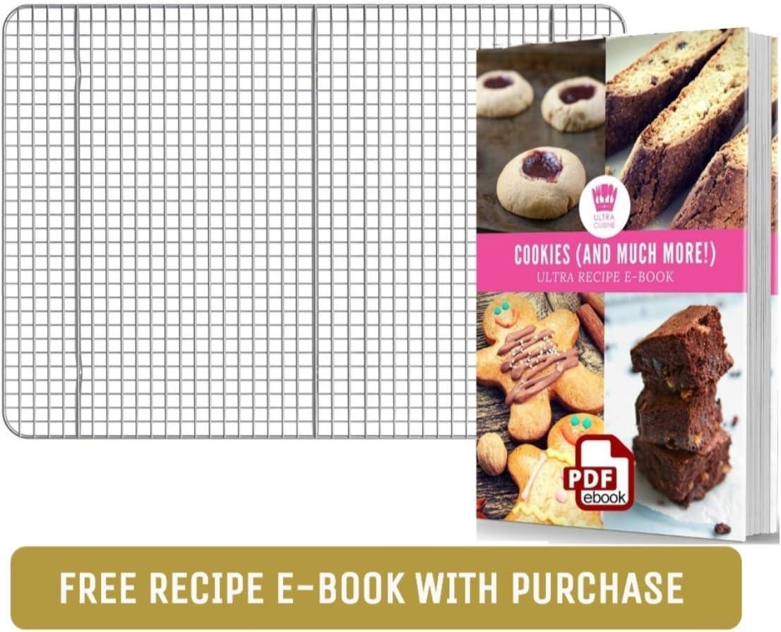 imageStainless Steel Wire Cooling Rack for Baking 3 Pack 1 for Half Sheet Pans 1 for Jelly Roll Pans and 1 for Quarter Sheet Pans Ovensafe Heavy Duty Commercial Quality