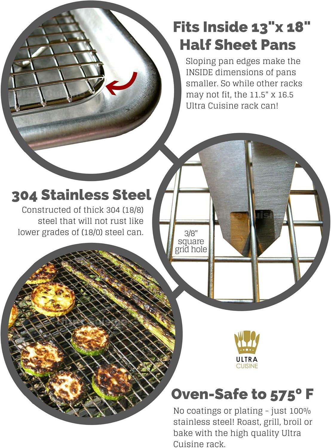 Jelly Rack 3 Stainless Steel Wire Cooling Rack for Baking – 3 Pack – 1 for Half ...