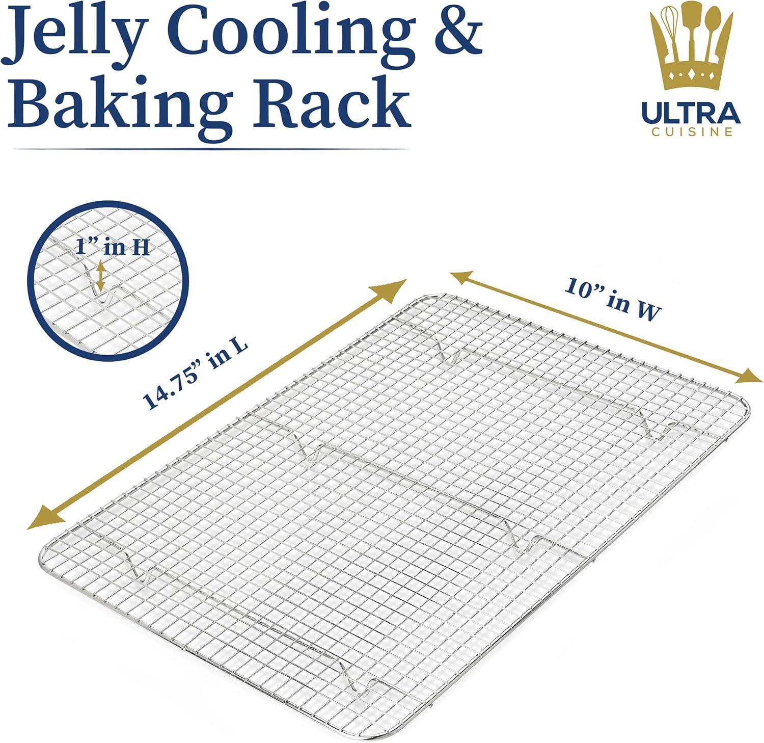 imageUltra Cuisine Heavy Duty 100 Stainless Steel Cooling Rack for Cooking and Baking Baking Rack amp Wire Cooling Rack Fits Half Sheet and Jelly Roll Sheet Pans 115x165 amp 10x1475