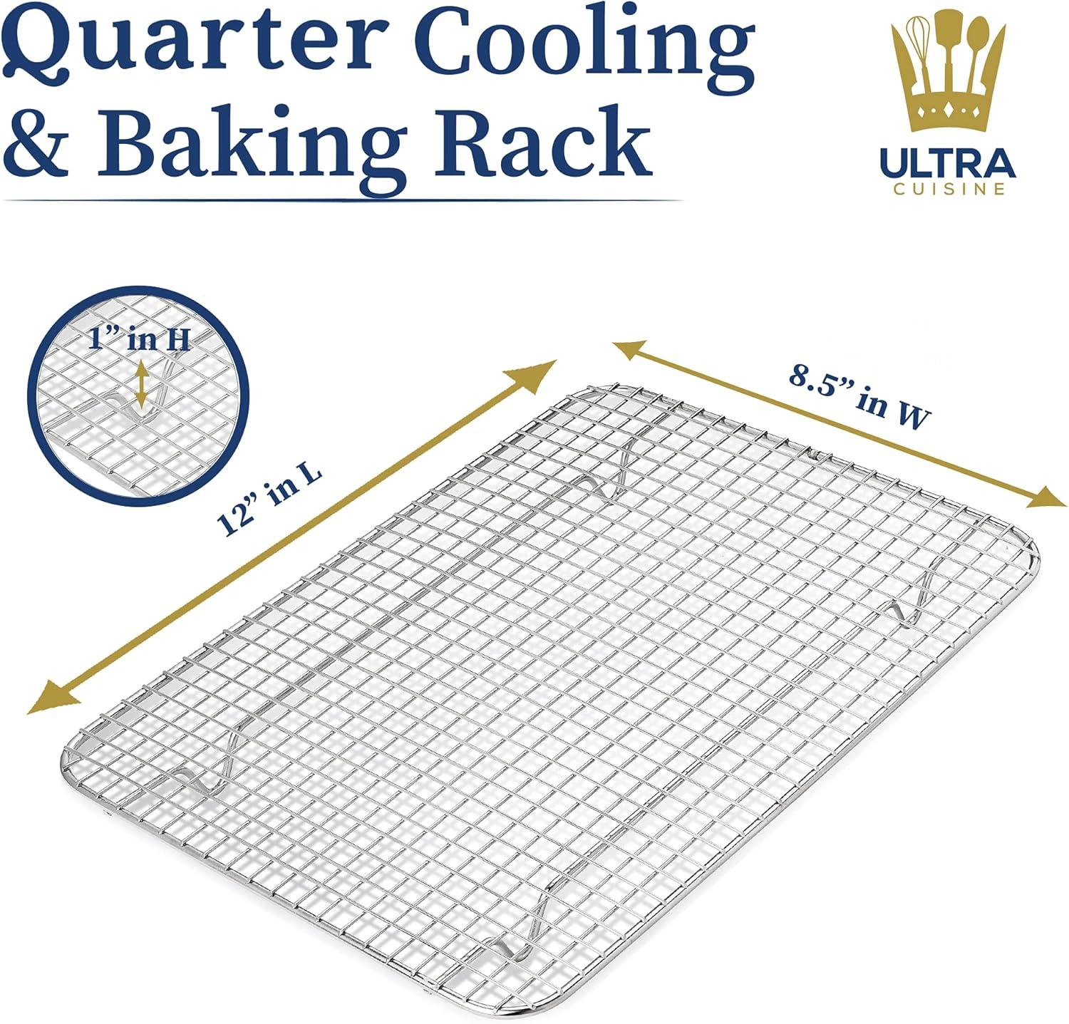 imageUltra Cuisine Heavy Duty 100 Stainless Steel Cooling Rack for Cooking and Baking Baking Rack amp Wire Cooling Rack Fits Half Sheet and Quarter Sheet Pans 115x165 amp 85x12