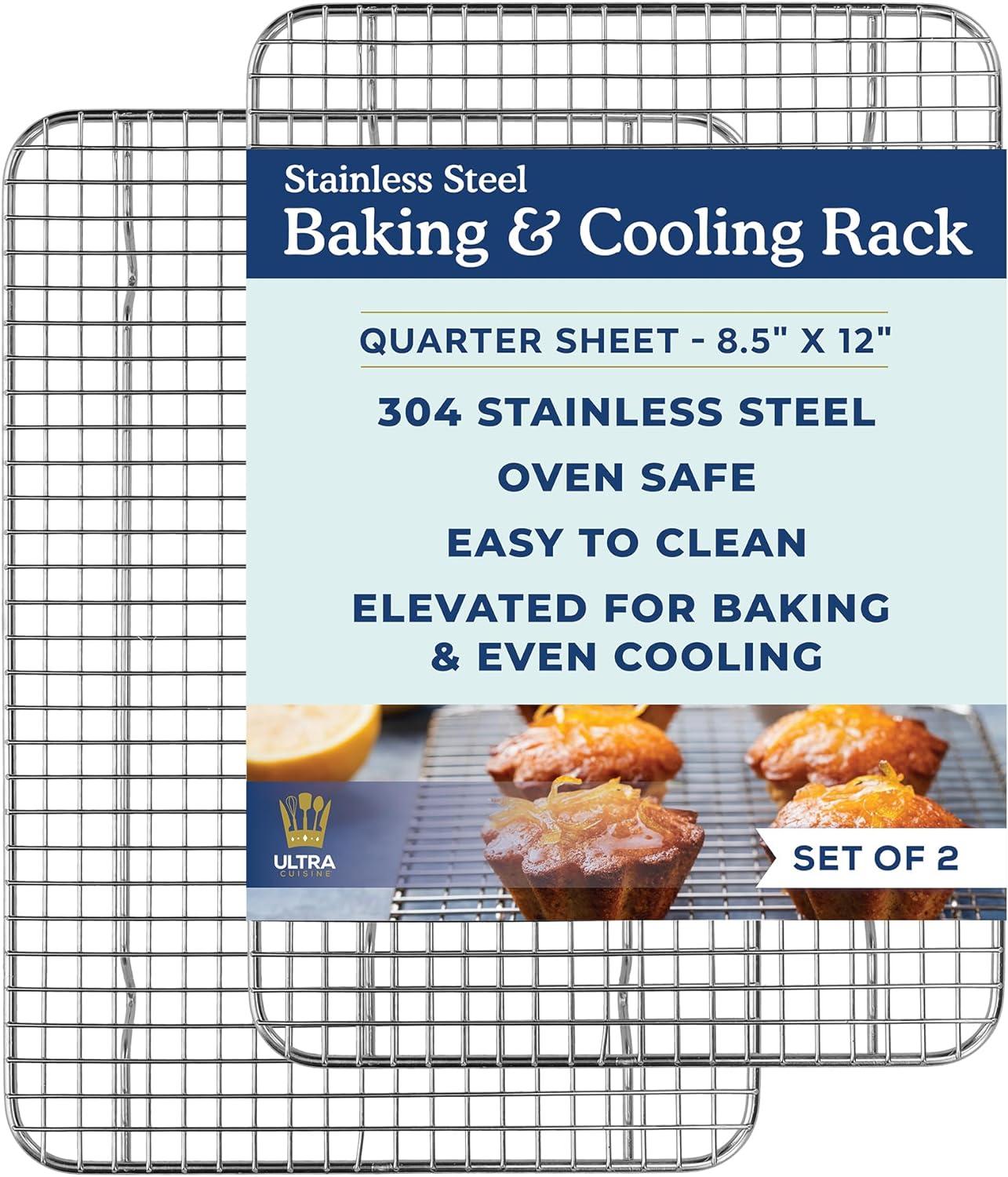 imageUltra Cuisine Heavy Duty 100 Stainless Steel Cooling Rack for Cooking and Baking Baking Rack amp Wire Cooling Rack Fits Half and Quarter Sheet Pans 115x 165 and 85x 12