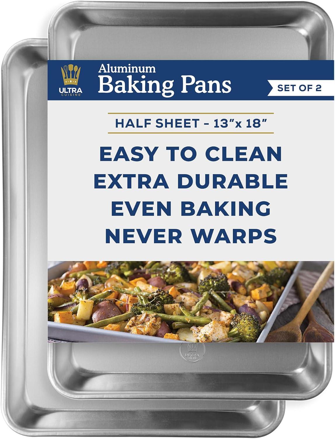 imageUltra Cuisine Stainless Steel Cooling Rack amp Aluminum Baking Pan Set Professional Quality Fits Half Sheet Pans Cookie Sheet for Baking 115x165 Rack 18x13 Pan