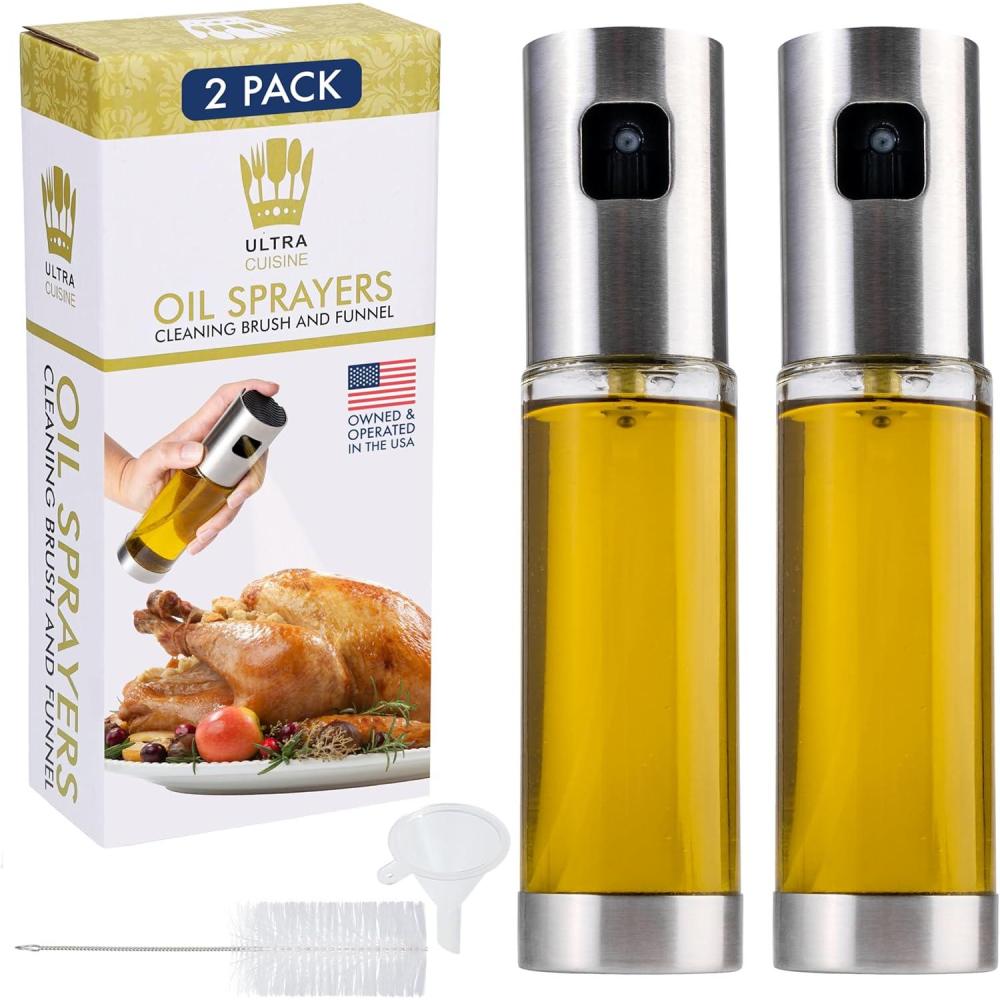 imageUltra Cuisine Olive Oil Sprayer Set Glass Mister Bottle for Air Fryer Includes Refill Funnel Bottle Brush 100ml