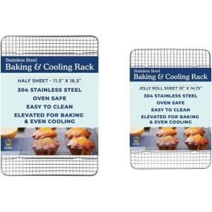 Ultra Cuisine Heavy Duty 100% Stainless Steel Cooling Rack for Cooking and Baking – Baking Rack & Wire Cooling Rack – Fits Half Sheet and Jelly Roll Sheet Pans – 11.5”x16.5” & 10”x14.75”