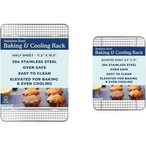 Ultra Cuisine Heavy Duty 100% Stainless Steel Cooling Rack for Cooking and Baking – Baking Rack & Wire Cooling Rack – Fits Half Sheet and Quarter Sheet Pans – 11.5”x16.5” & 8.5”x12”
