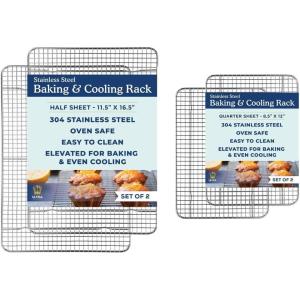Ultra Cuisine Heavy Duty 100% Stainless Steel Cooling Rack for Cooking and Baking – Baking Rack & Wire Cooling Rack – Fits Half and Quarter Sheet Pans – 11.5”x 16.5” and 8.5”x 12”