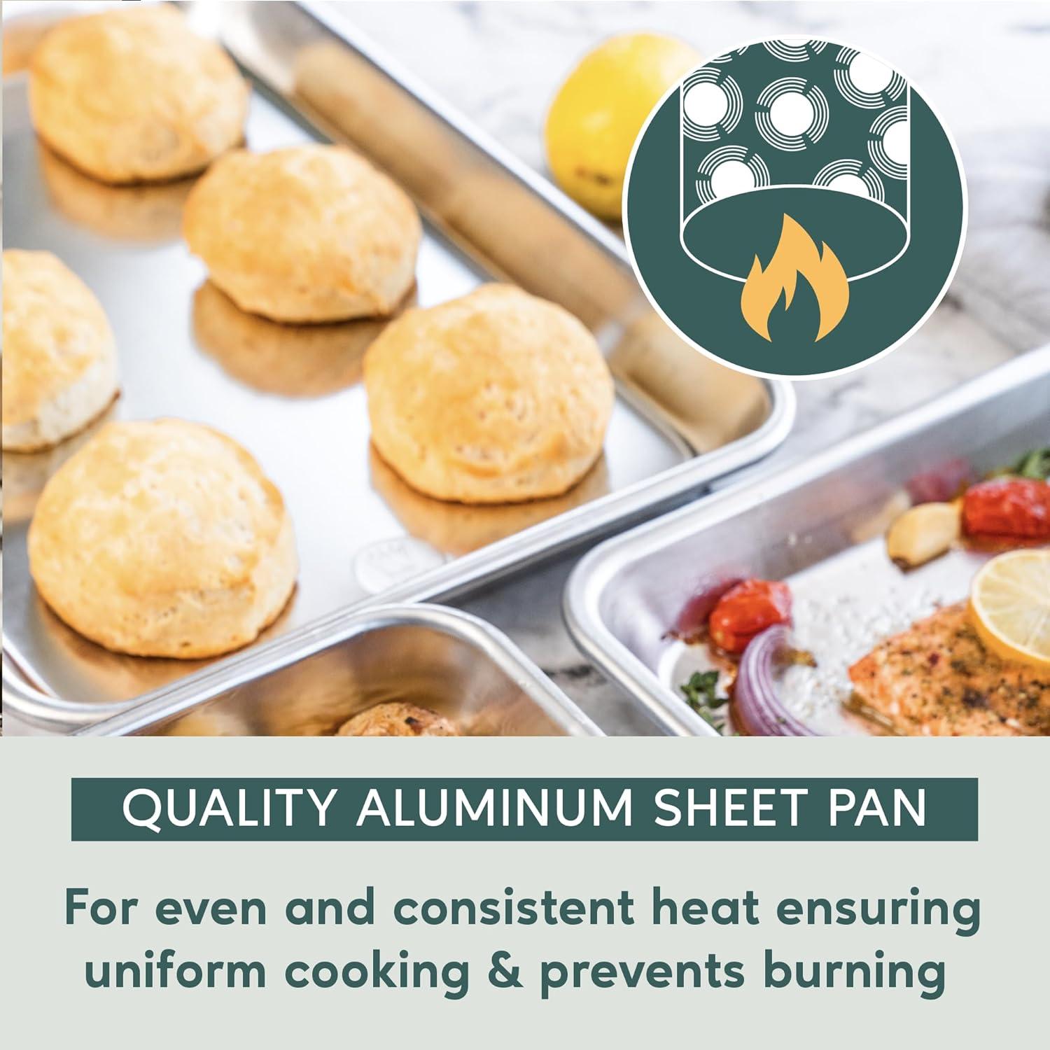 imageUltra Cuisine Jelly Roll Baking Sheet Pan Set of 2 Professional Bakeware for Roasting amp More FoodSafe Warp Resistant Bake Trays for Oven Rimmed Cookie Sheets for Baking Aluminum 16 x11Half
